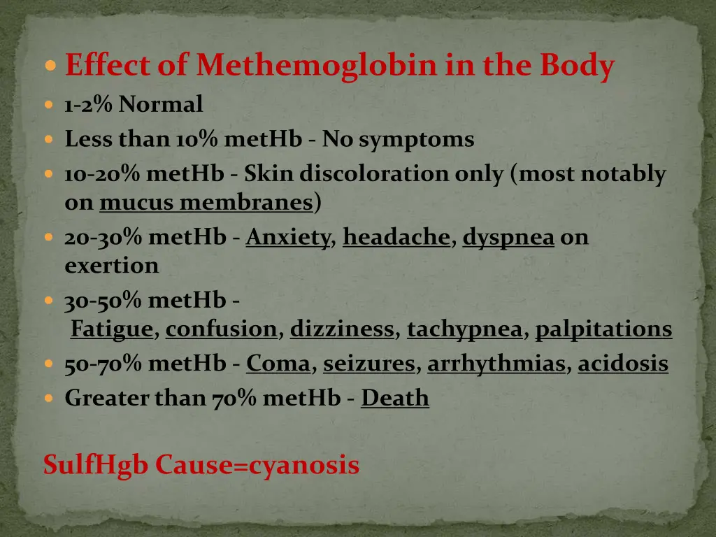 effect of methemoglobin in the body