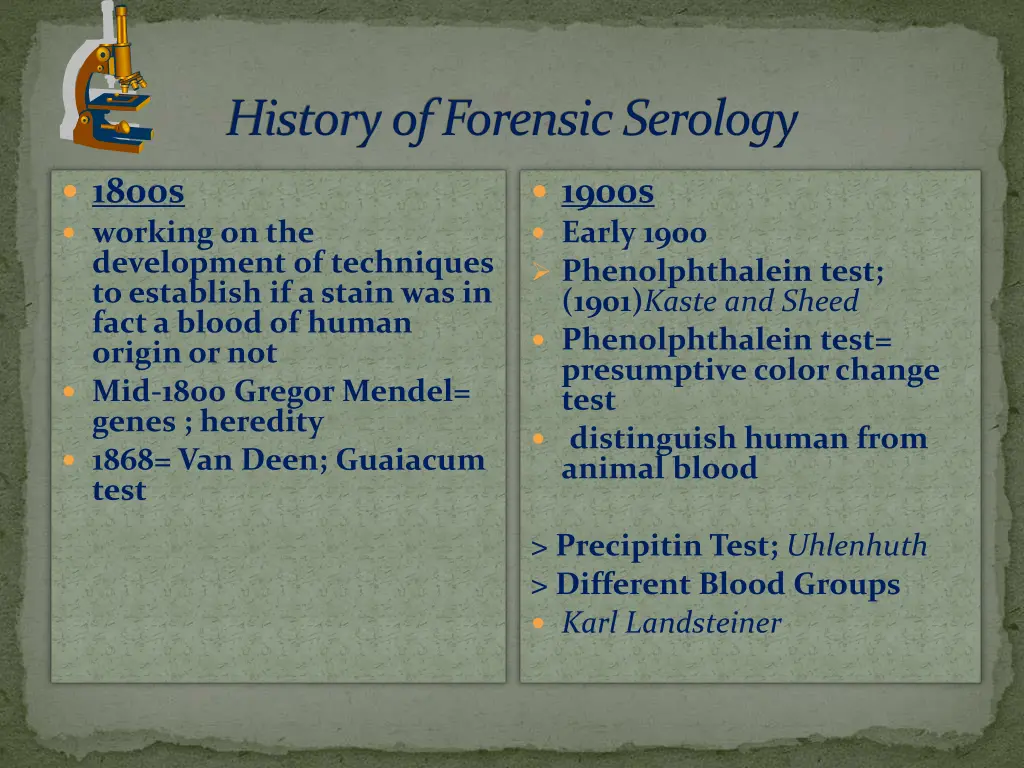 history of forensic serology