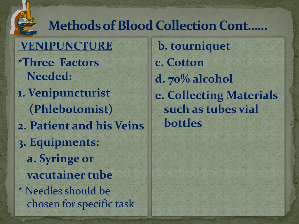 methods of blood collection cont 2