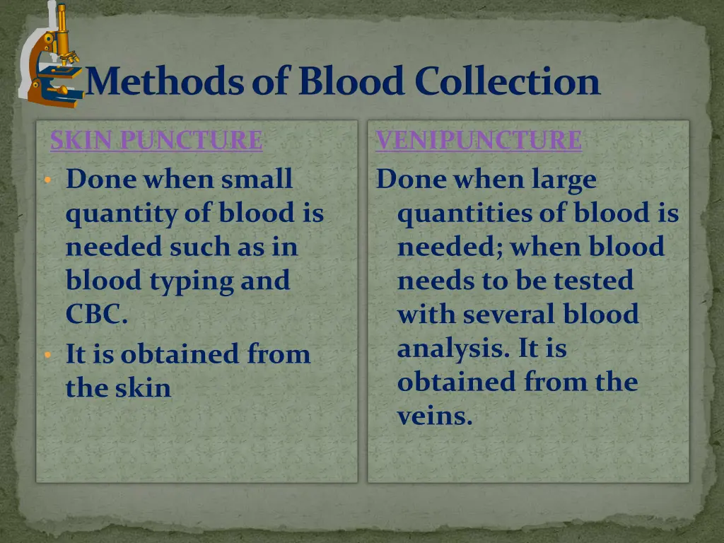 methods of blood collection