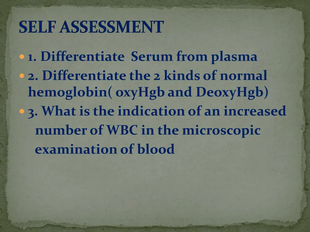 self assessment 1