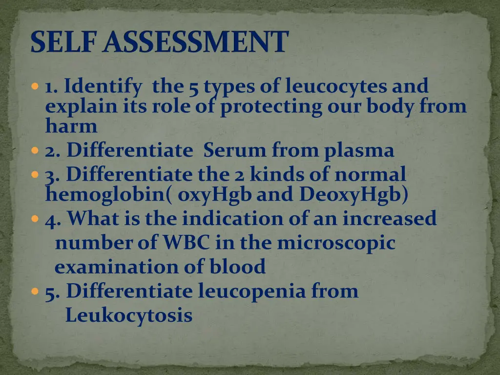 self assessment 2