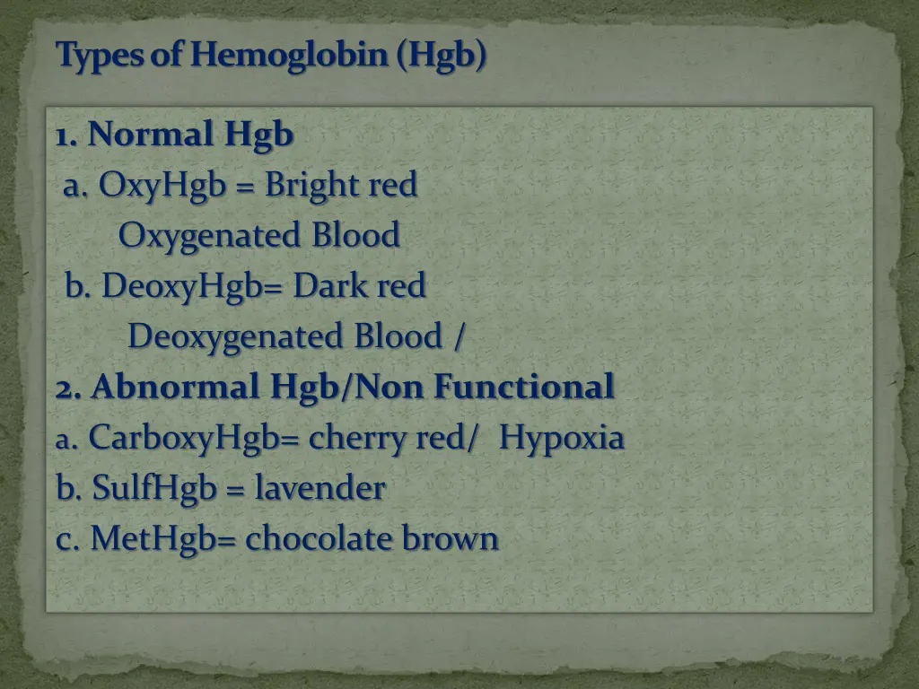 types of hemoglobin hgb
