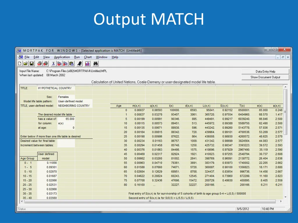 output match 1