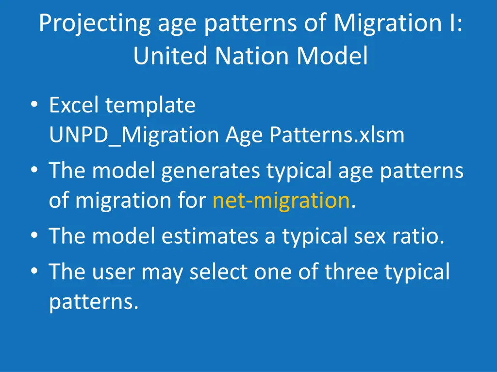 projecting age patterns of migration i united
