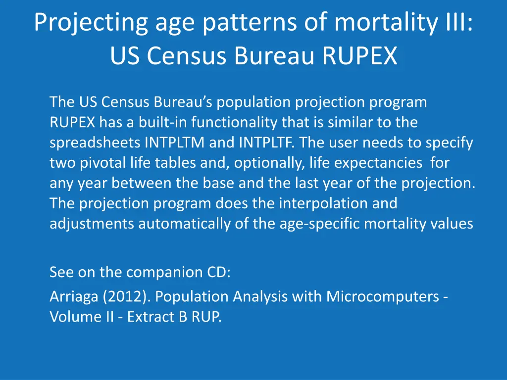 projecting age patterns of mortality 2