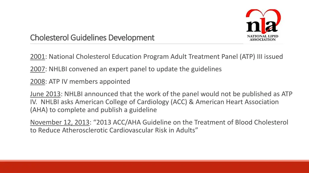 cholesterol guidelines development cholesterol