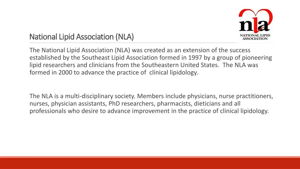 national lipid association nla national lipid