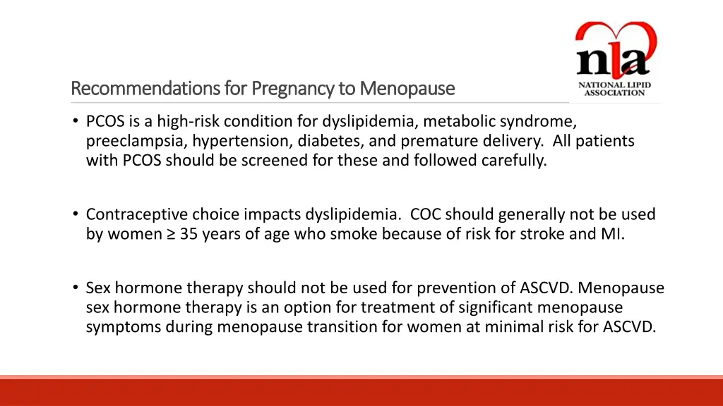 recommendations for pregnancy to menopause 2