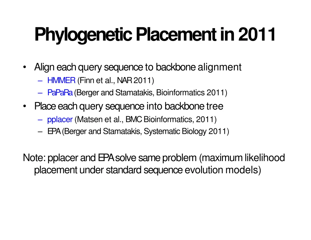 phylogenetic placement in 2011