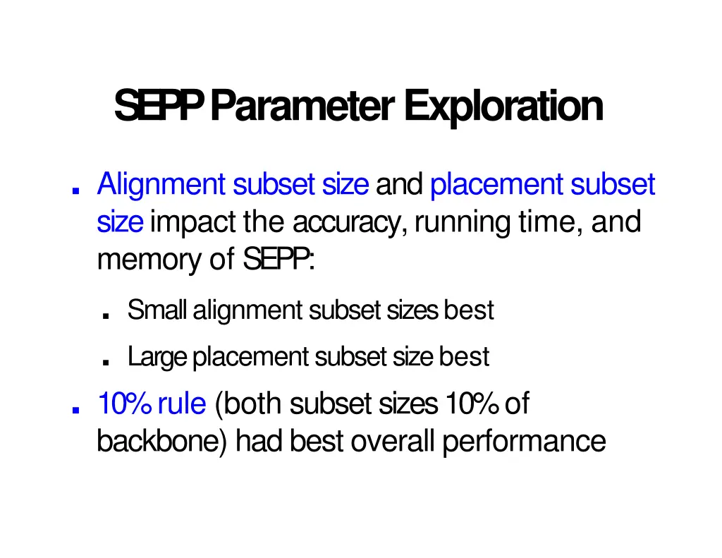 sepp parameter exploration