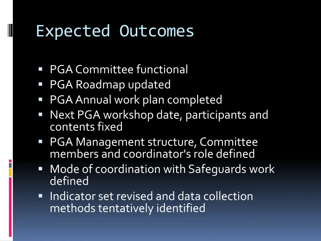 expected outcomes