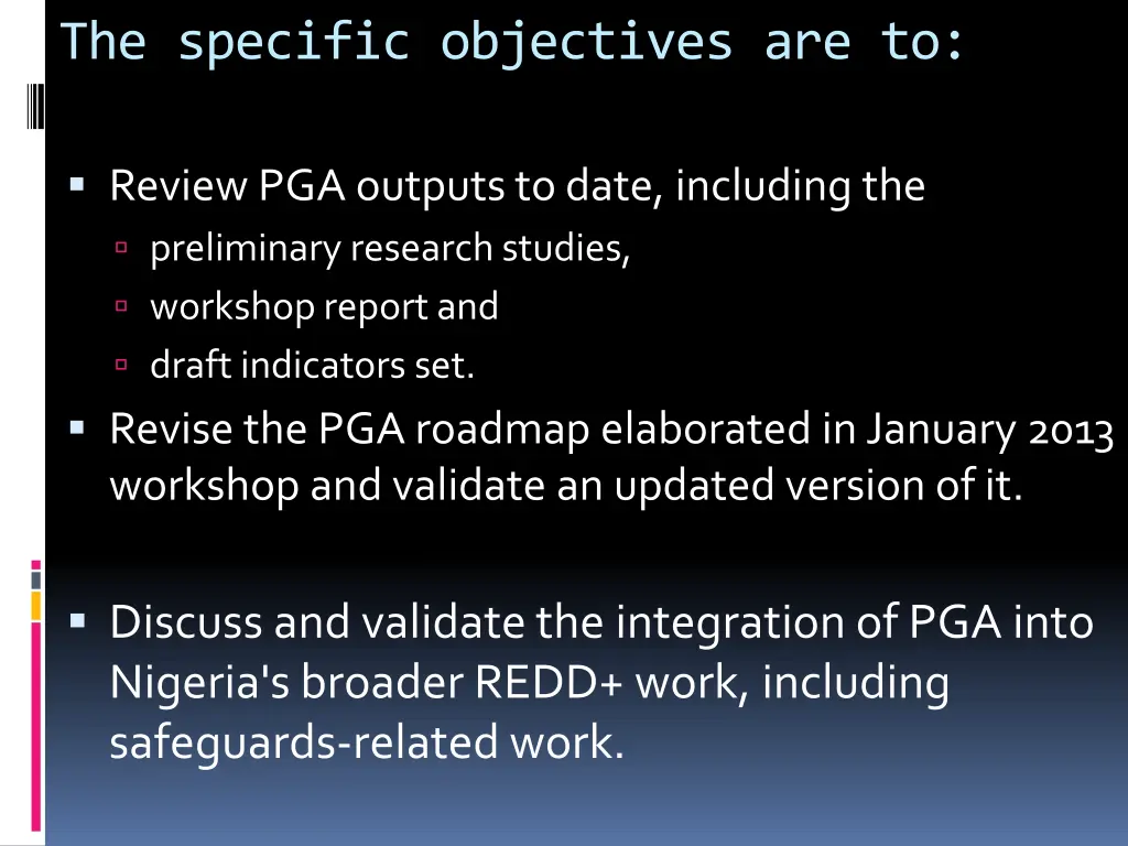the specific objectives are to