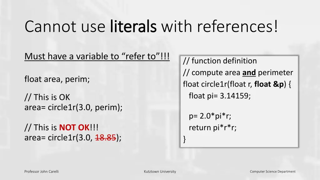 cannot use literals