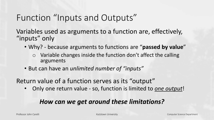 function inputs and outputs