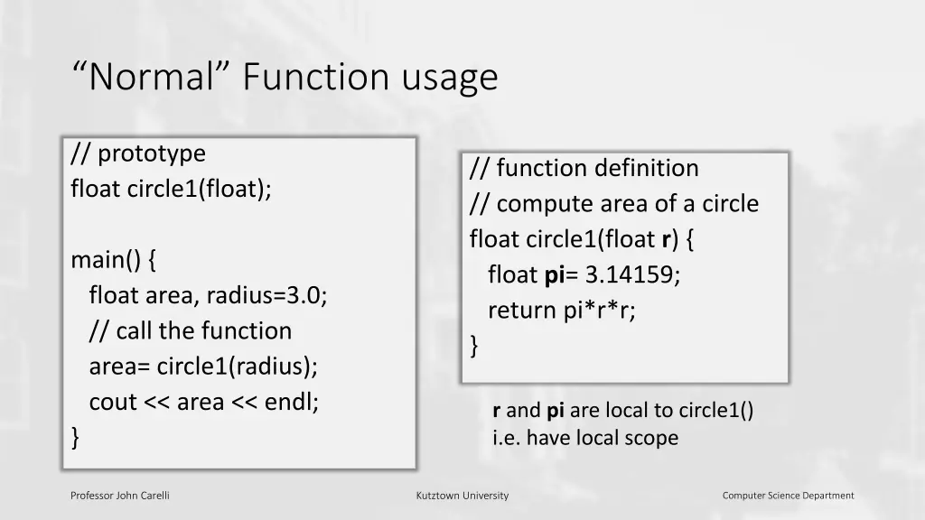 normal function usage