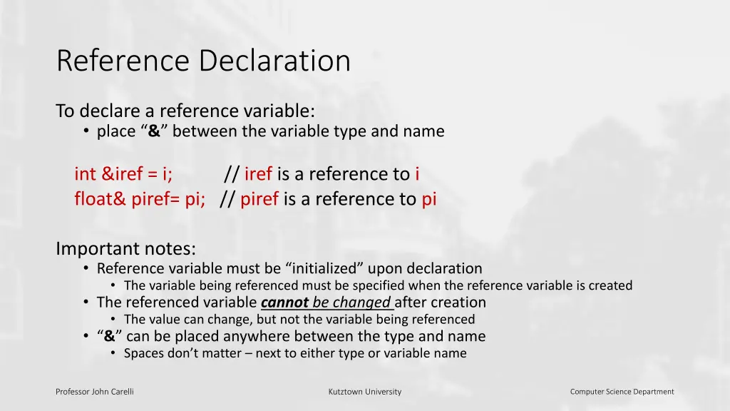 reference declaration