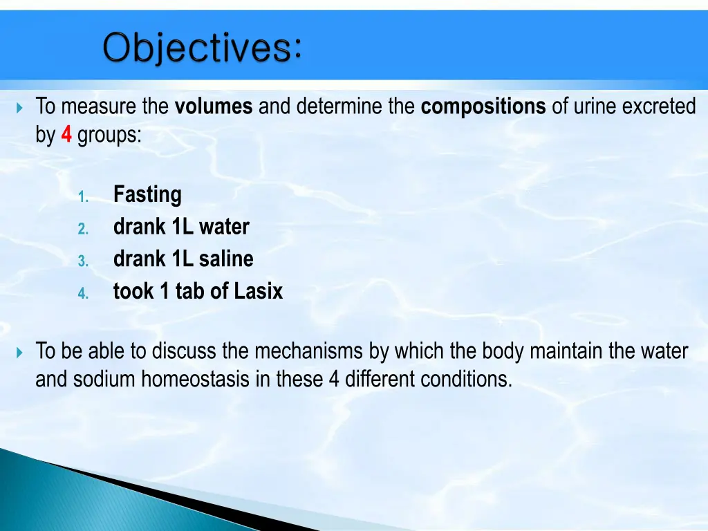 to measure the volumes and determine