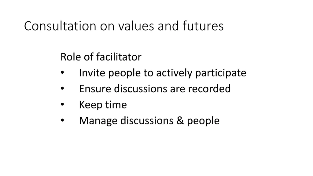 consultation on values and futures 2