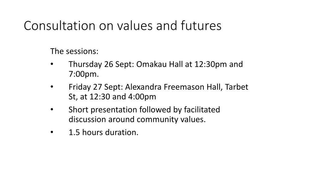 consultation on values and futures