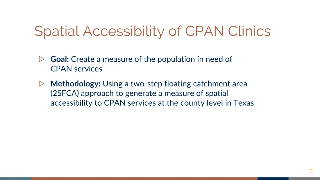 spatial accessibility of cpan clinics