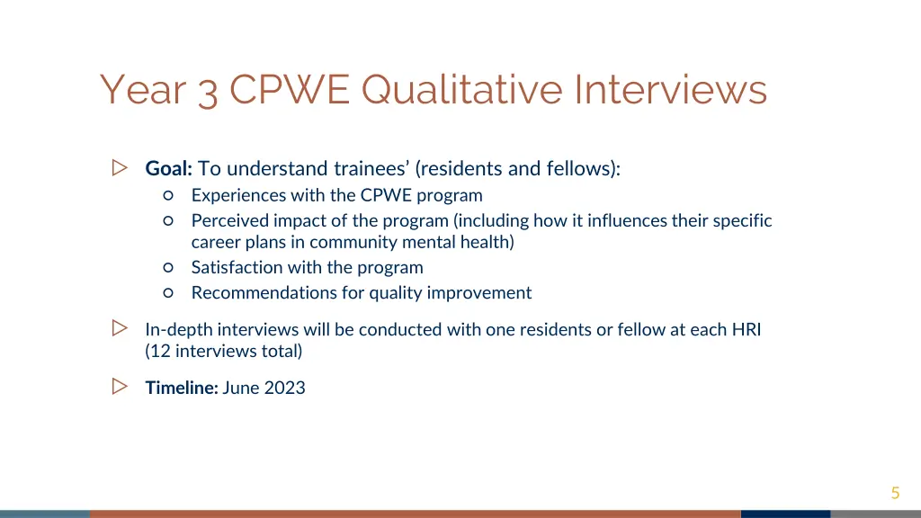 year 3 cpwe qualitative interviews