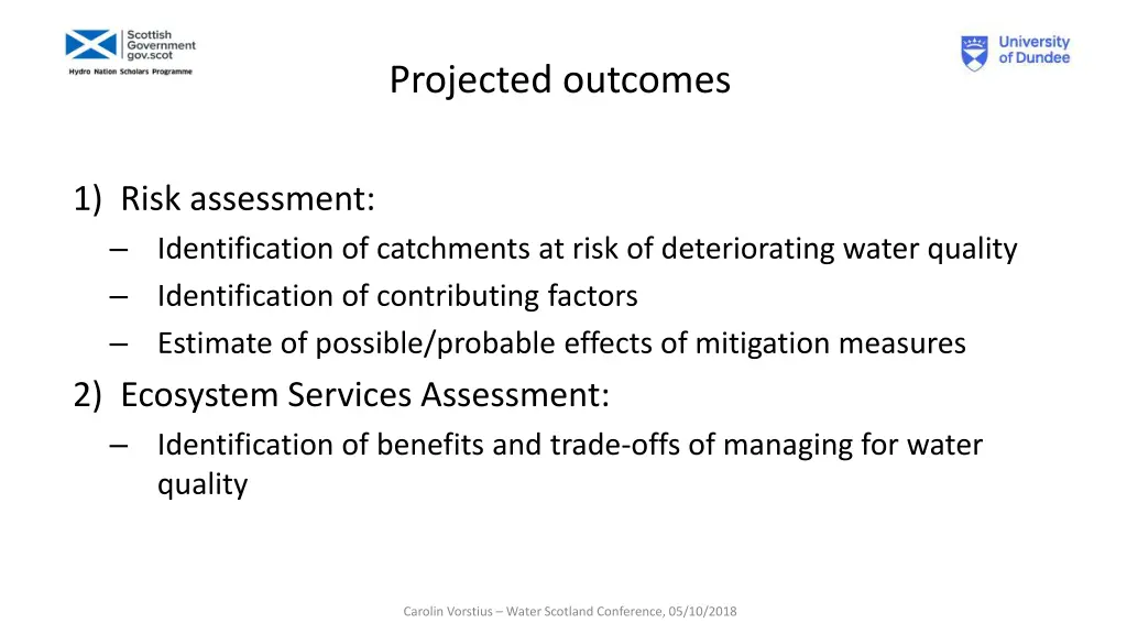 projected outcomes