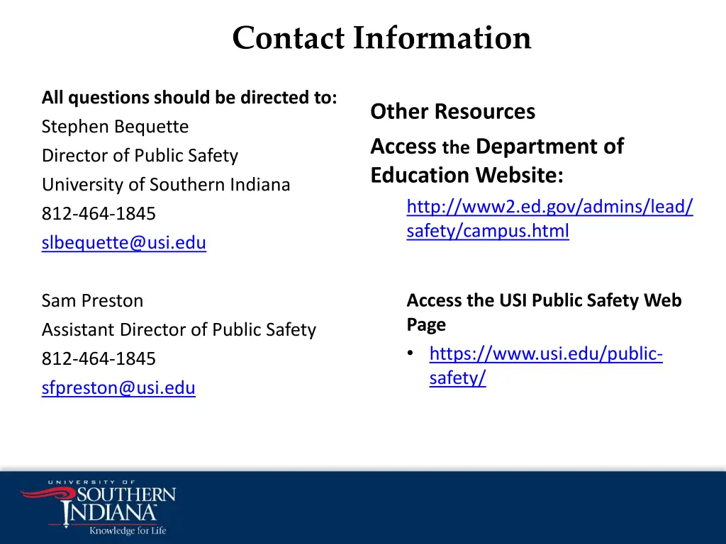 contact information