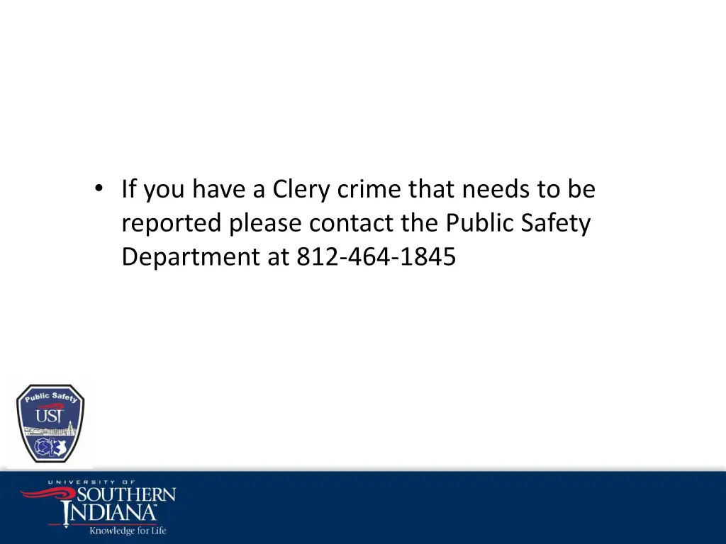 if you have a clery crime that needs