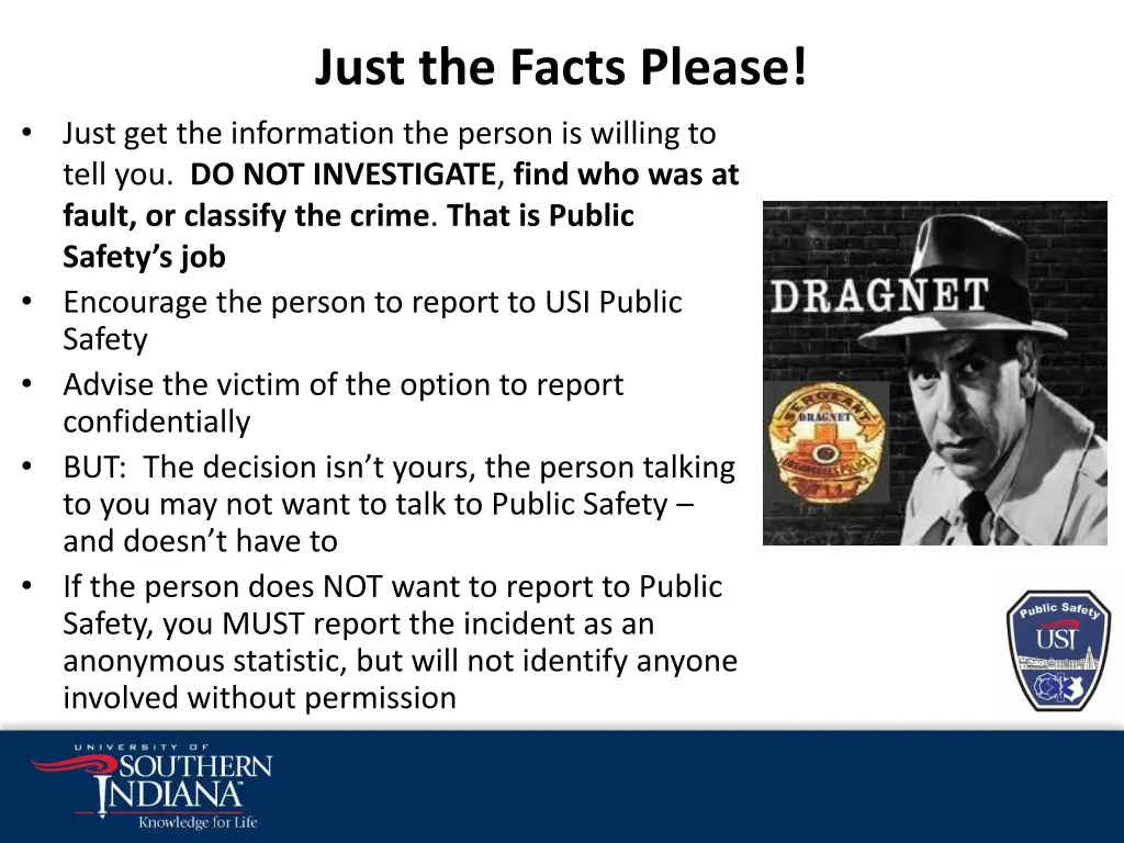 just the facts please
