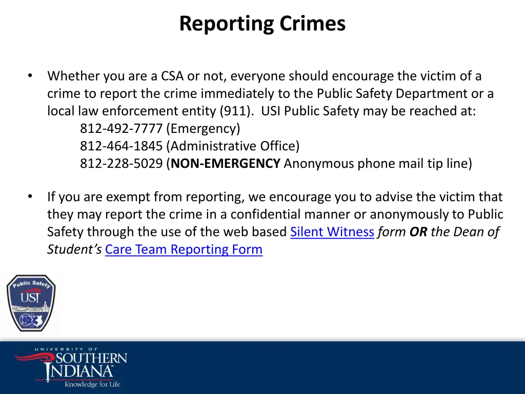 reporting crimes