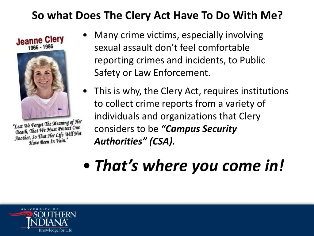 so what does the clery act have to do with me