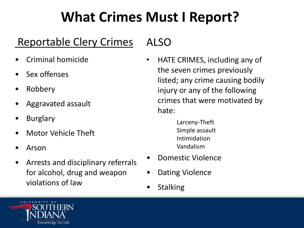 what crimes must i report