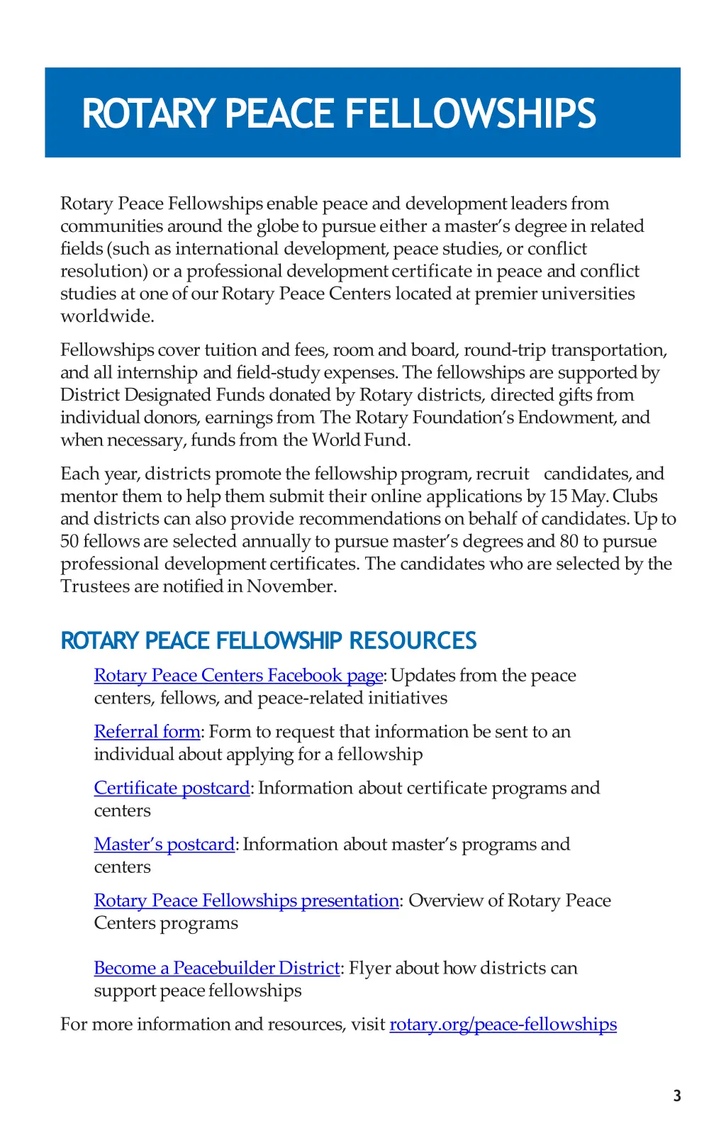 rotary peace fellowships
