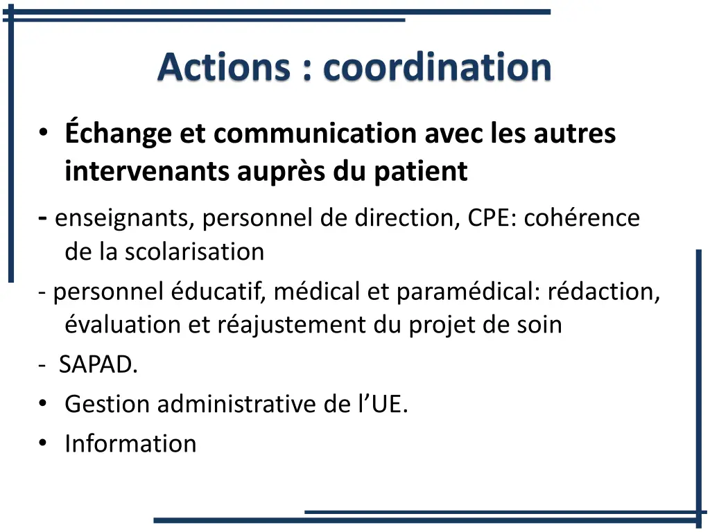 actions coordination