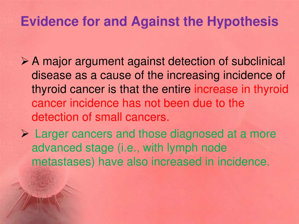 evidence for and against the hypothesis 1