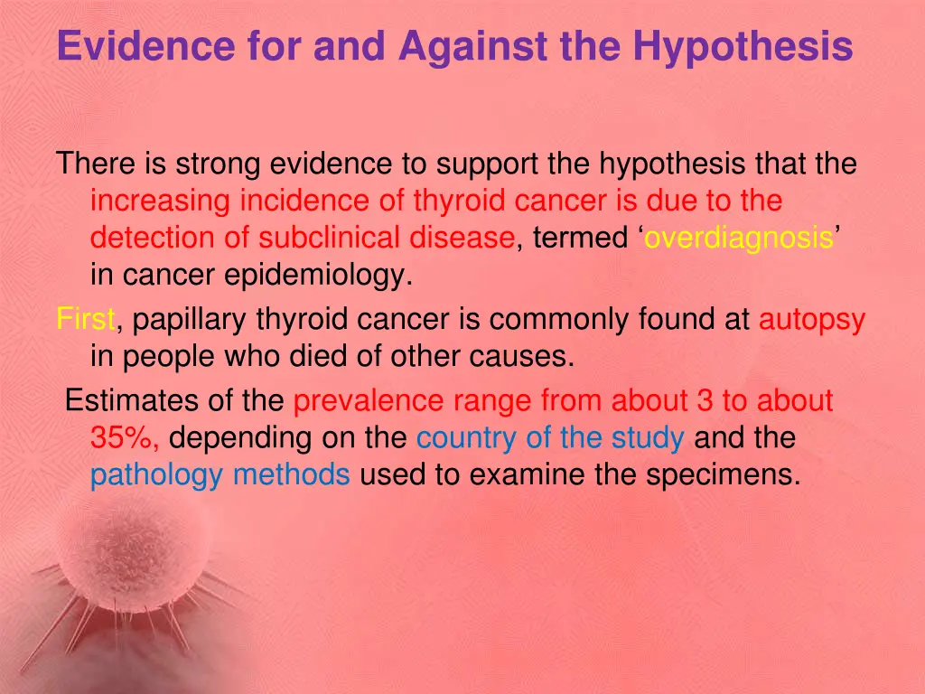 evidence for and against the hypothesis