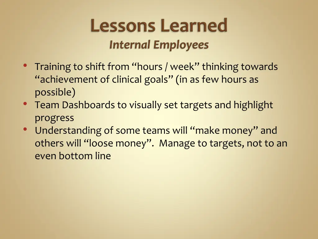 training to shift from hours week thinking