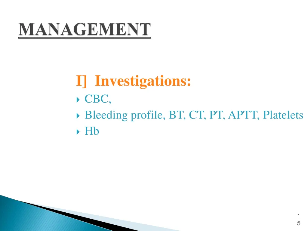 i investigations cbc bleeding profile