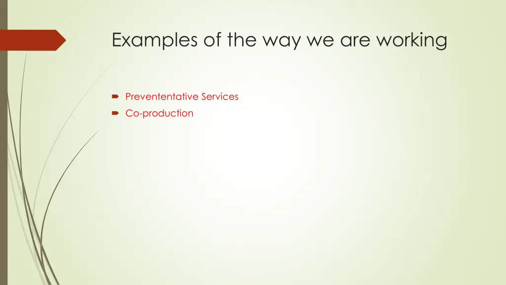 examples of the way we are working