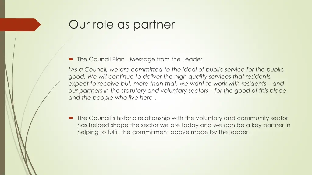 our role as partner