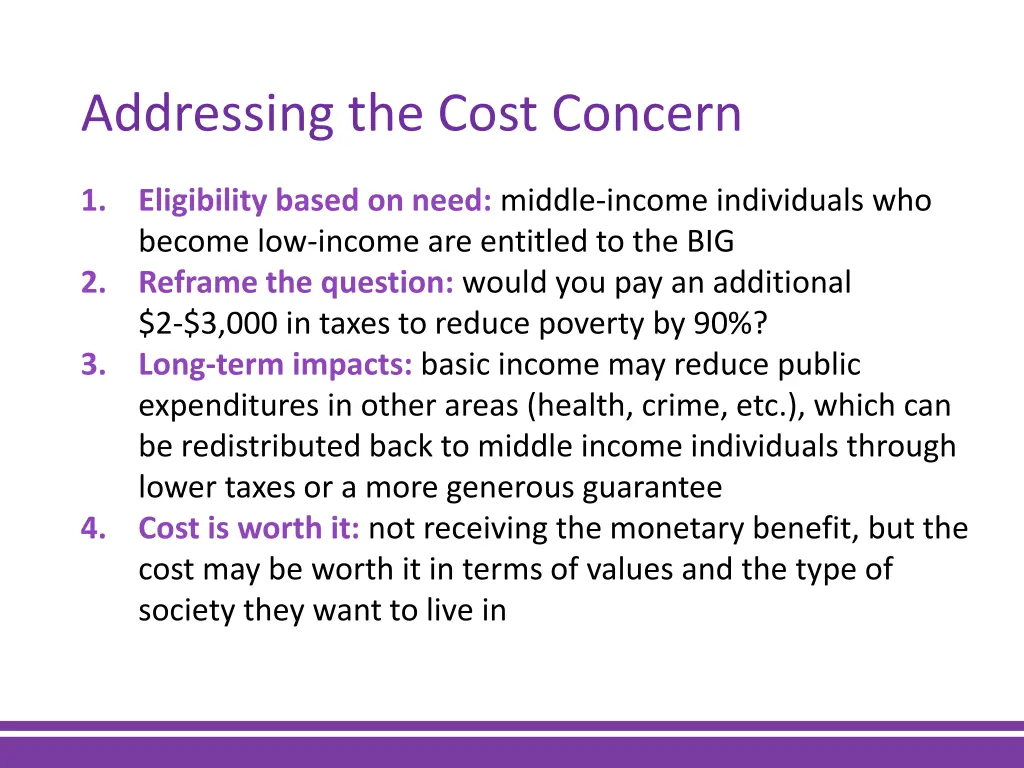 addressing the cost concern
