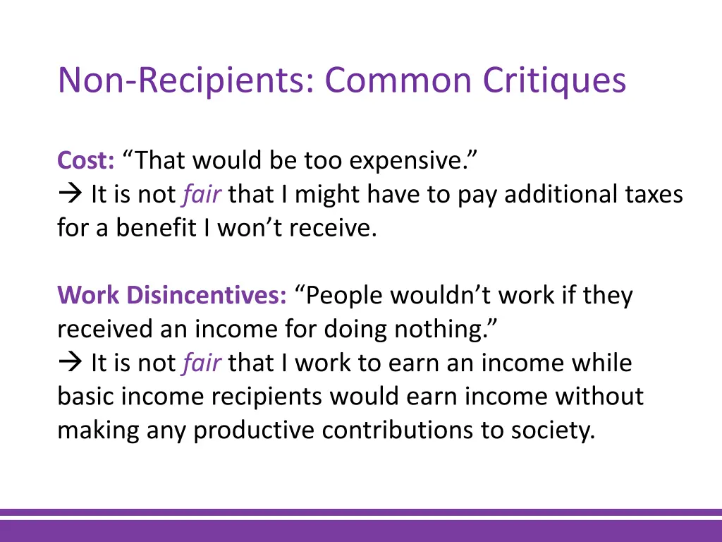 non recipients common critiques 1