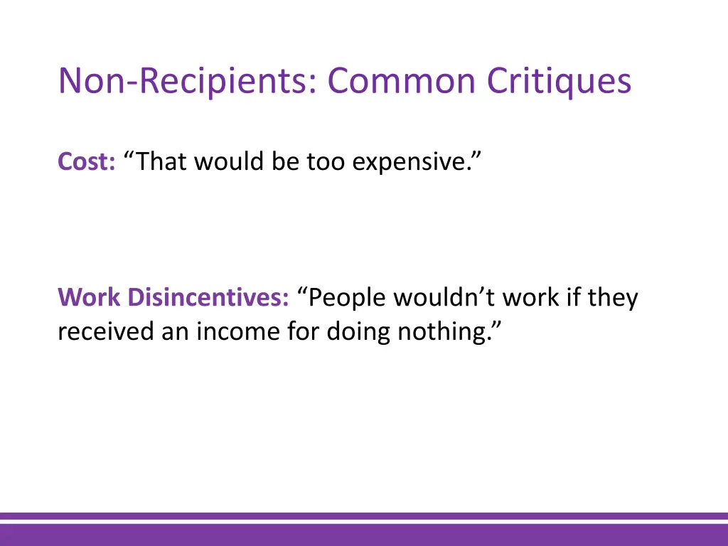non recipients common critiques