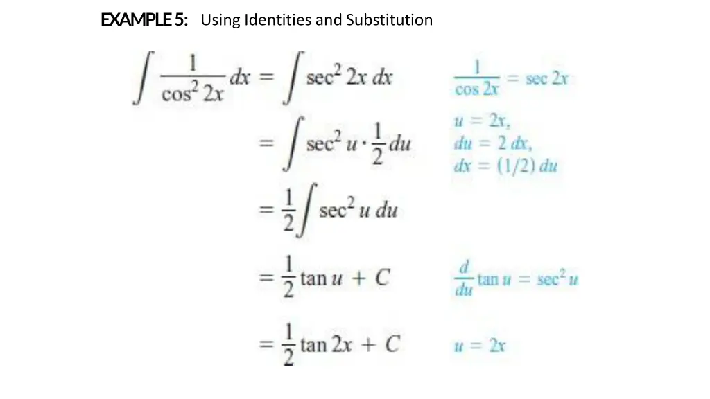 example5 using identities andsubstitution