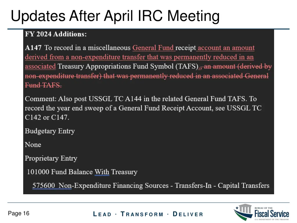 updates after april irc meeting 2