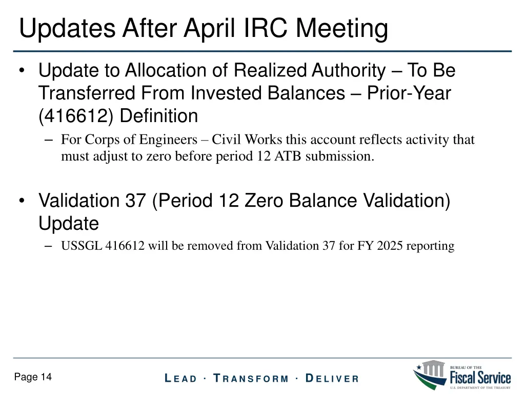 updates after april irc meeting