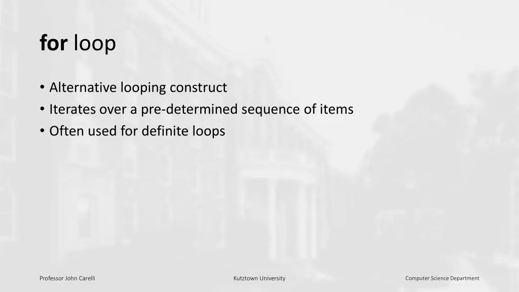 for loop