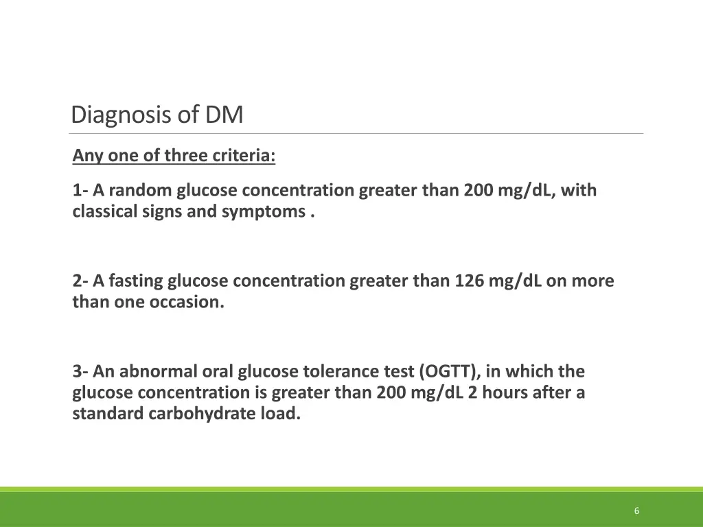 diagnosis of dm