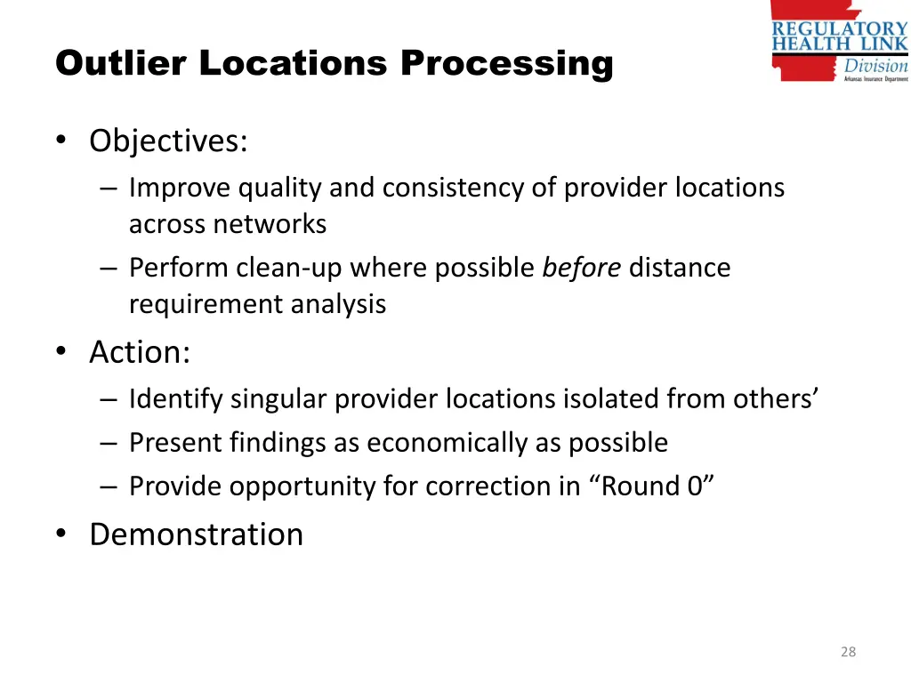 outlier locations processing